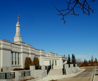 Edmonton Temple at twilight - fall of 2006.