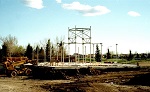 Interior steel
              columns are erected.