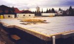 Decking around baptismal font.