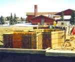 Internal forms for equipment room and baptismal font foundations.