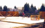 Smoothing concrete floor.