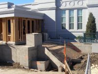 The lower forms and some of the rebar for the north stairs can be seen (26 Sept 2011).