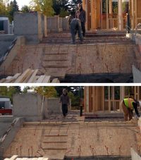 The day of the BIG POUR. The forms and rebar for the main slab of the platform are readied (29 Sept 2011).