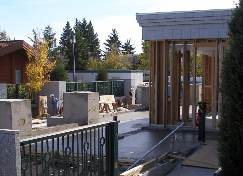 The platform slab is poured and smoothed.