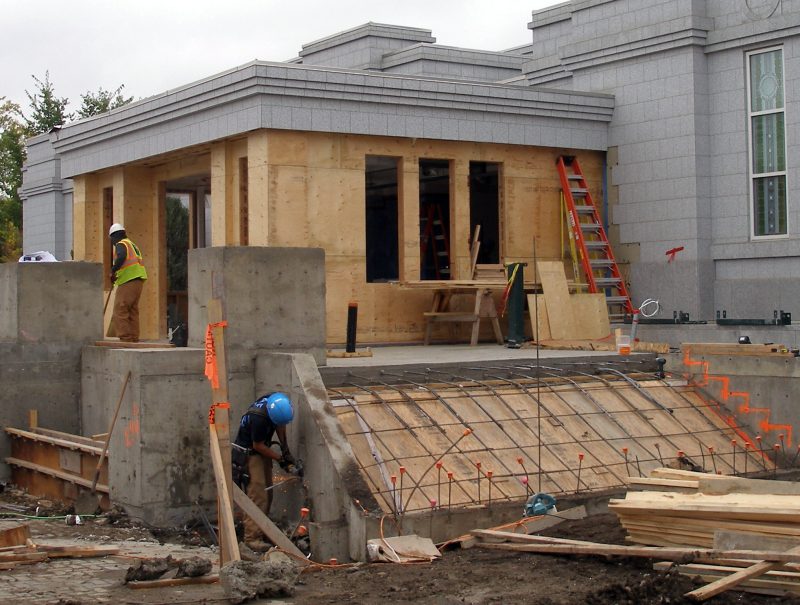 Early in October, the portico enclosure is nearly complete.