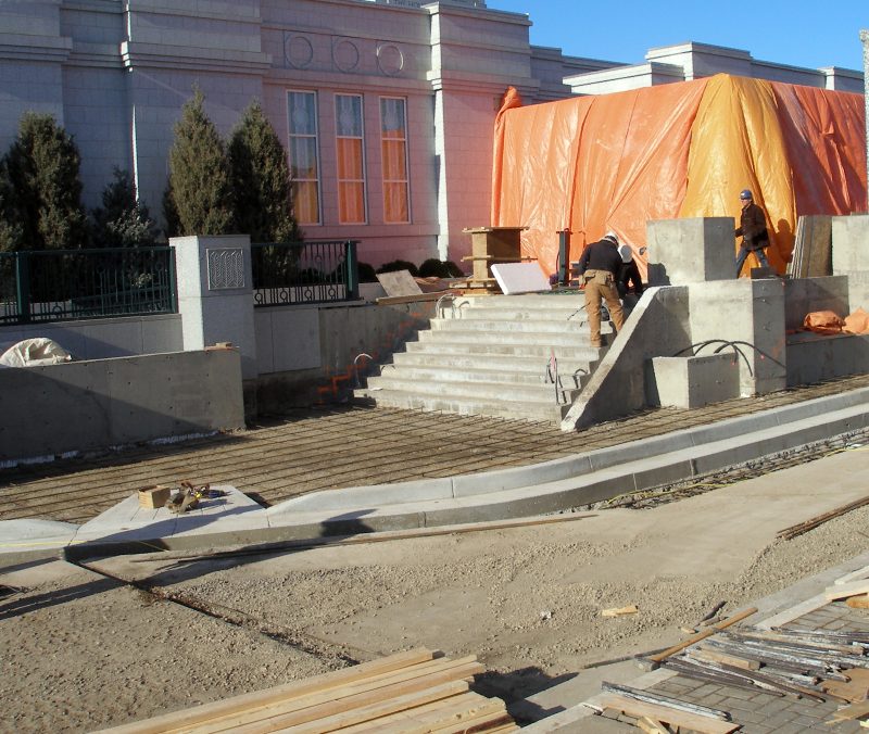 The rebar for the walkway at the foot of the South stairs and for the roadbed are similarly readied.