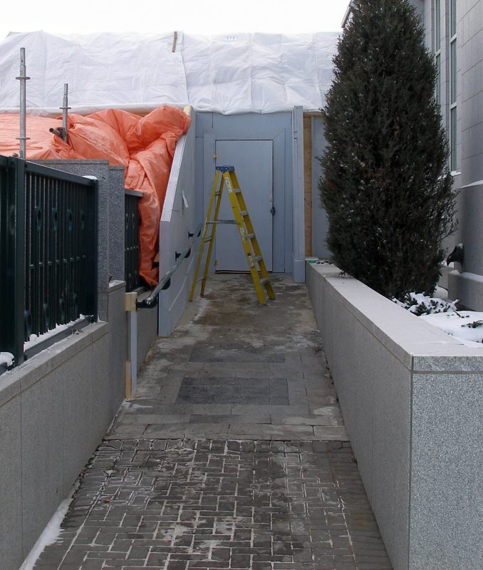 The North wheel chair ramp will be the temporary main entrance at re-opening on 22 Nov 2011.