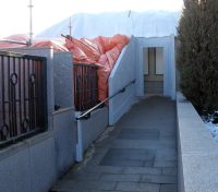 The North wheel chair ramp is readied for temporary patron use (23 Nov 2011).