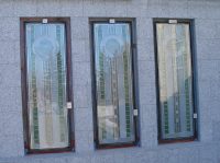 Art glass windows on north face of the new enclosed portico (20 Feb 2012).