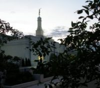 Spire with Moroni statue from Southeast roadway (1).