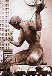 The 'Spirit of
            Detroit' monument in front of the City-County Building.