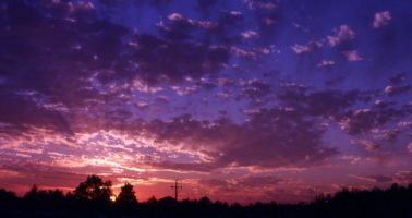 Summer sunset in Western New
          York, ~1976.